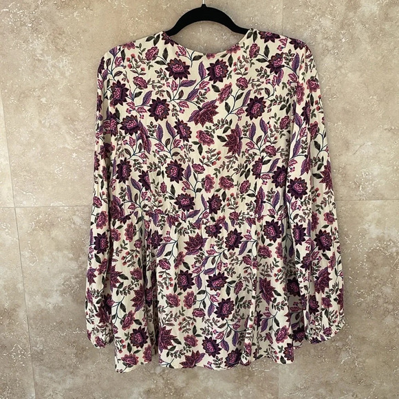 Torrid Women Floral Blouse Long Sleeve Rayon V-Neck Embroidered Purple Size 2/2X - Picture 4 of 16